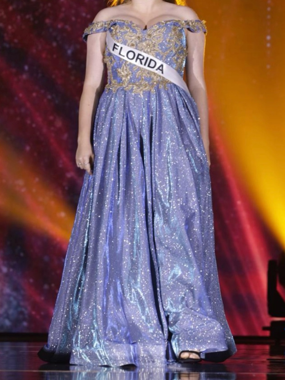 Sparkly Blue Evening Gown Quinceañera Dress Prom or Pageant